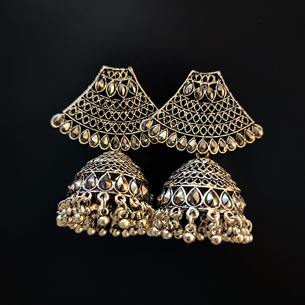 Rhinestone Oxidised Earring